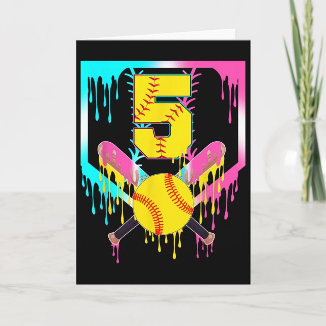 Carte 5e anniversaire Softll Home Plate Drip Glace 5 ans (Devant)