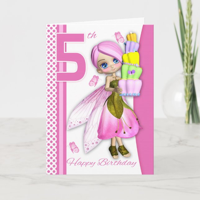 Carte 5e anniversaire Tipsy Cake Imaginaire Fairy Cutie  (Devant)