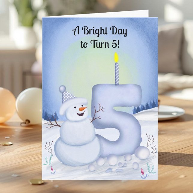 Carte 5th Birthday Snowman Snowy Five (Créateur téléchargé)