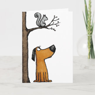 Carte 5x7 Folded Card-Adorable Cartoon Dog and Squirrel