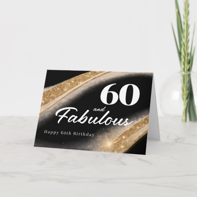 Carte 60 and Fabulous Black Gold 60th Birthday (Devant)
