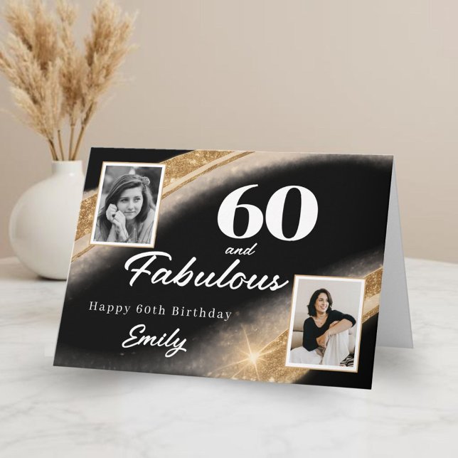 Carte 60 and Fabulous Black Gold Photo 60th Birthday (Créateur téléchargé)