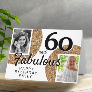 Carte 60 ans et Fabuleux Paillettes Dorées 2 Photo 60e A