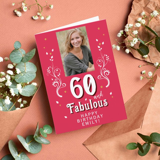 Carte 60 ans & Magnifique Feuillage Magent 60e Anniversa (Créateur téléchargé)