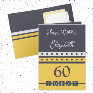 Carte 60 aujourd'hui gris jaune 60e anniversaire
