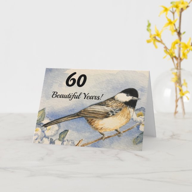 Carte 60 Belles Années 60e anniversaire Chickadee (Fleur jaune)