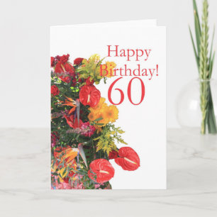 Carte 60 e anniversaire bouquet jaune rouge