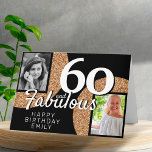 Carte 60 et Fabulous Gold Parties scintillant 2 Photo 60<br><div class="desc">60 et Fabulous Gold Parties scintillant 2 Photo 60th Birthday Greeting Card. Ajoutez vos photos - vous pouvez utiliser une photo ancienne et nouvelle. Ajoutez votre nom,  votre âge et votre texte à l'intérieur ou effacez-le.</div>