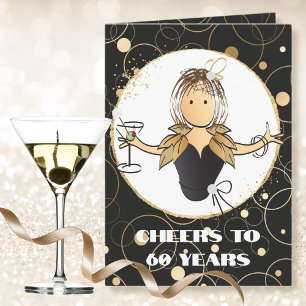 Carte 60 Gras Glam Woman Cartoon 60e anniversaire