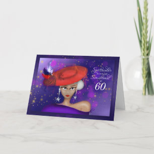 Carte 60 Sensationnel en rouge et violet anniversaire