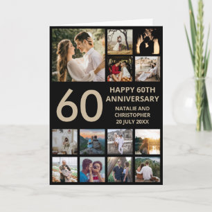 Carte 60e anniversaire 13 Photo Collage noir et or