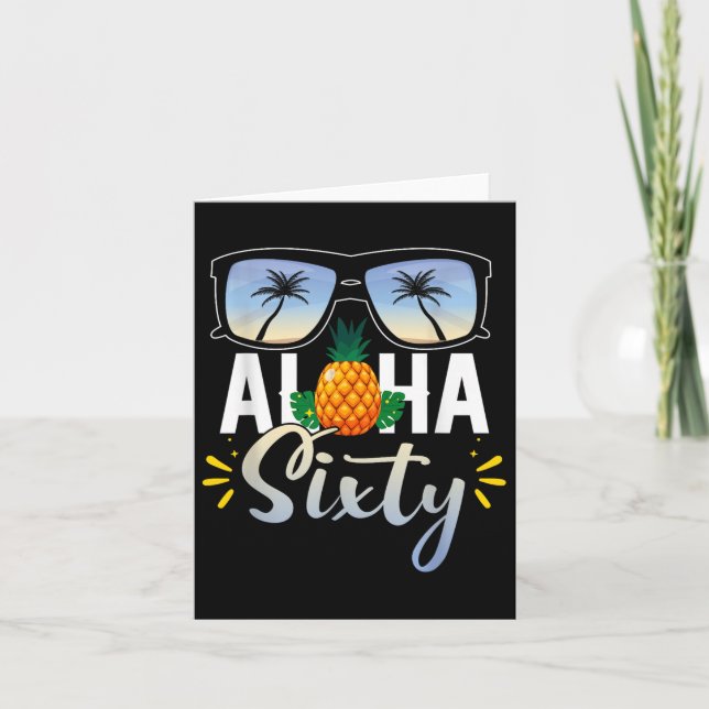 Carte 60e Anniversaire Aloha Sixty Beach Vacances tropic (Devant)
