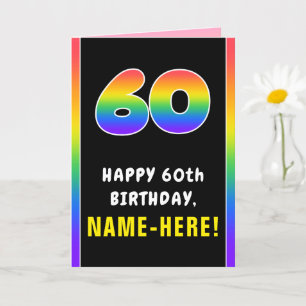 Carte 60e anniversaire : Arc-en-ciel coloré # 60, Nom pe