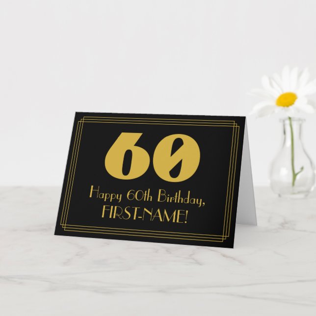 Carte 60e anniversaire : Art Déco Inspiré Look "60" & No (Petite plante)