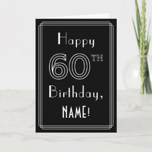 Carte 60e anniversaire : Art Déco Style # 60 & Nom perso