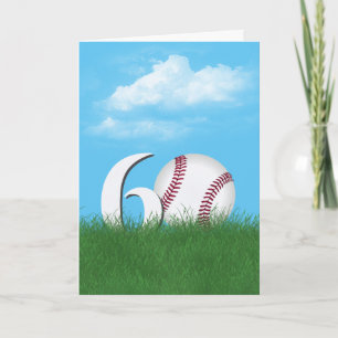 Carte 60e Anniversaire Baseball En Herbe Verte