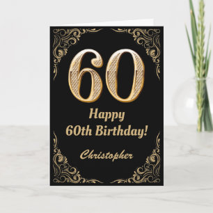 Carte 60e anniversaire Black and Gold Parties scintillan