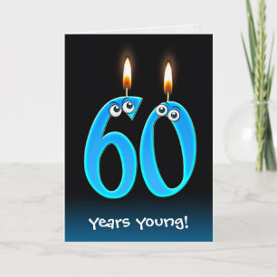 Carte 60e anniversaire bougies avec boules d'yeux