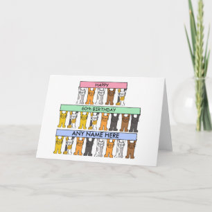 Carte 60e anniversaire Cartoon Chats à Customiser