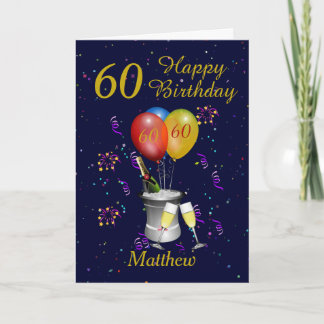 Carte 60e anniversaire Célébration Marine Gold
