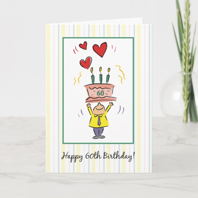 Carte 60e Anniversaire Coeurs (Devant)
