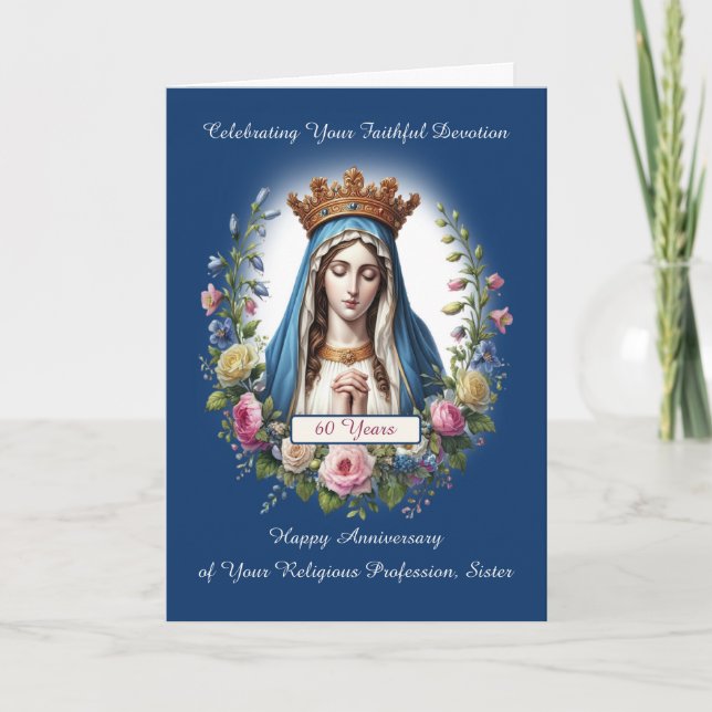 Carte 60e anniversaire de la profession religieuse Mary (Devant)