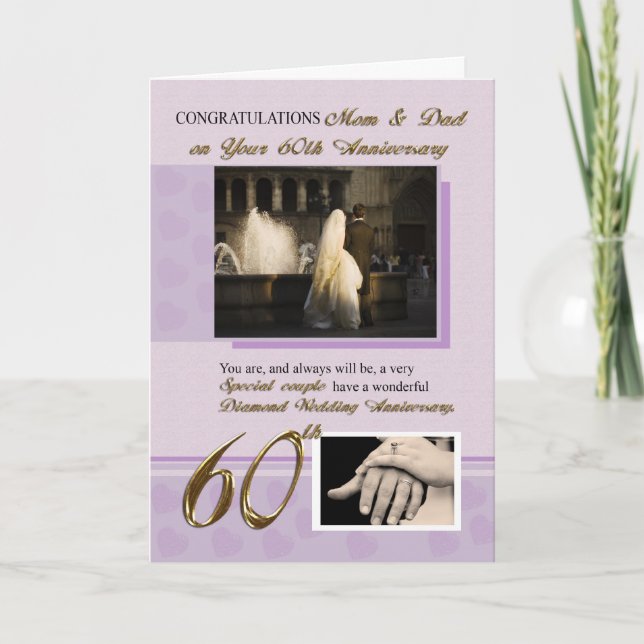 Carte 60e anniversaire de mariage, maman et papa (Devant)