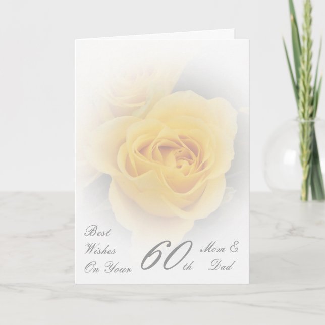 Carte 60e anniversaire de Mariage Maman & Papa Rose jaun (Devant)