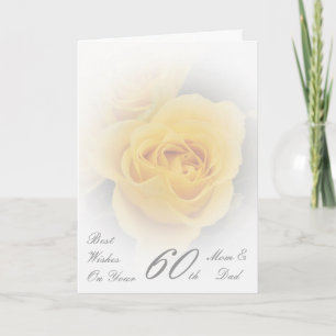 Carte 60e anniversaire de Mariage Maman & Papa Rose jaun