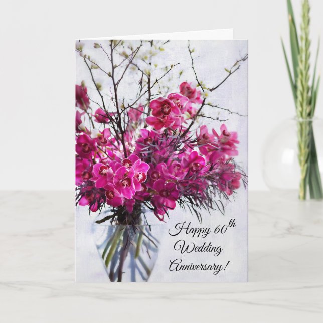 Carte 60e anniversaire de Mariage Orchid de carte, les 6 (Devant)