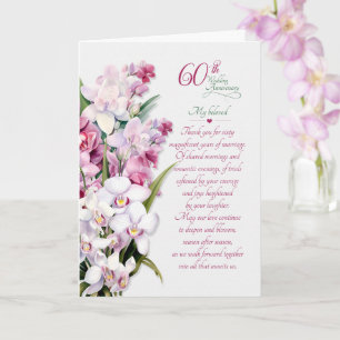 Carte 60e Anniversaire de Mariage Orchidées Sentimentale