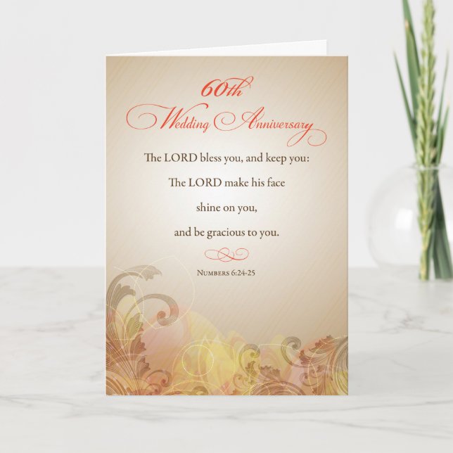 Carte 60e anniversaire de mariage, que Dieu vous bénisse (Devant)