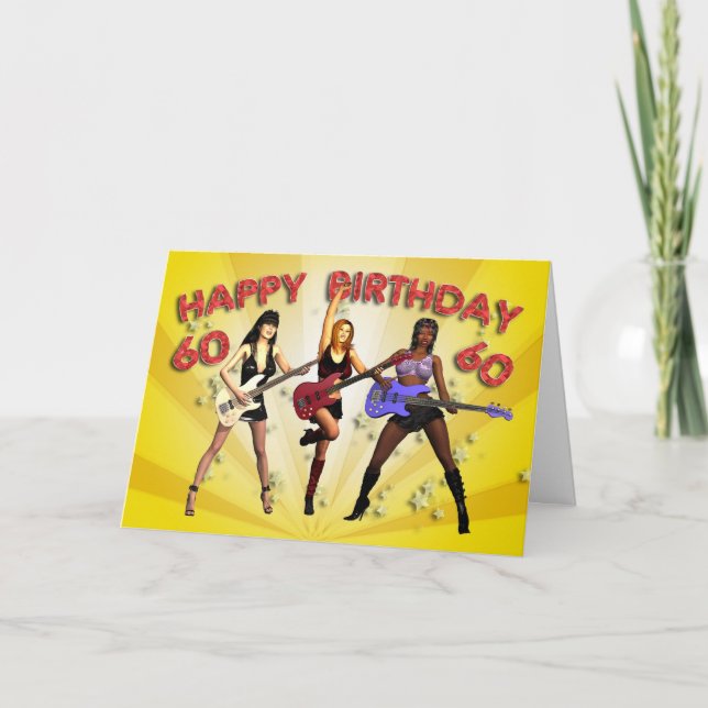 Carte 60e anniversaire de Rockin avec un groupe de fille (Devant)
