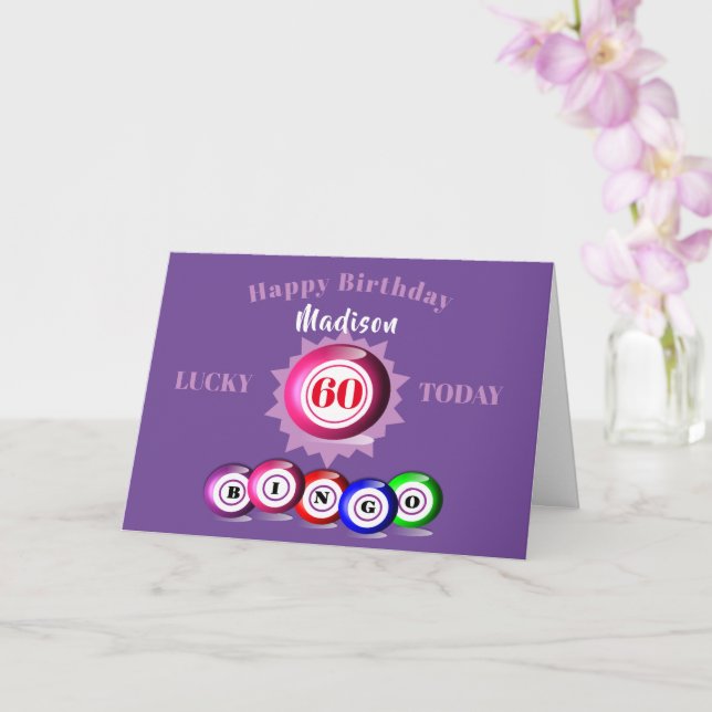 Carte 60e anniversaire des ballons de bingo (Orchidée)