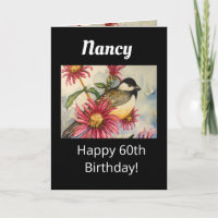 60e anniversaire Doux Fleur de poulet aquarelle