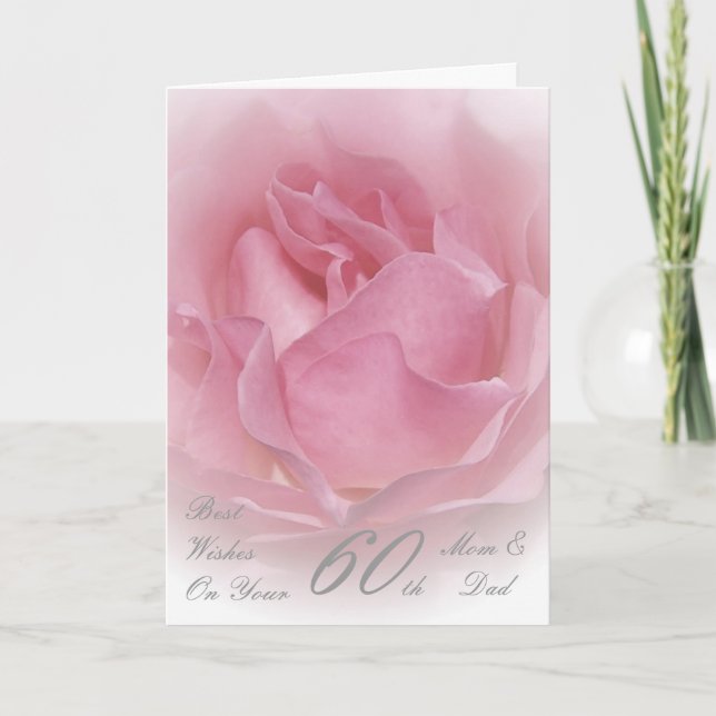 Carte 60e anniversaire du Mariage Rose Maman & Papa (Devant)