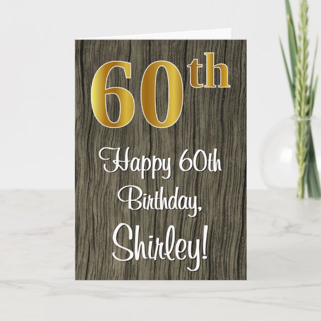 Carte 60e anniversaire : Elégant Faux Gold Look #, Faux  (Devant)
