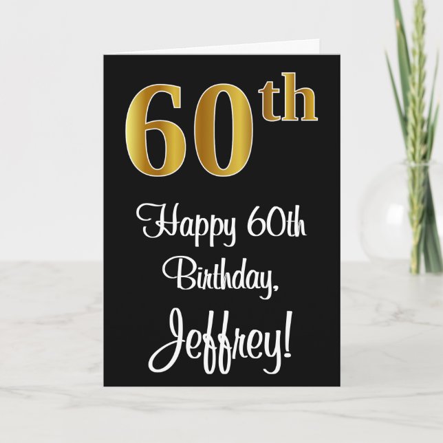Carte 60e anniversaire ~ Elégant Luxueux Faux Gold Look  (Devant)