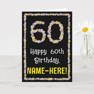 Carte 60e anniversaire : Floral Flowers Numéro, Nom pers