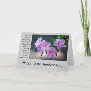 Carte 60e Anniversaire, floral, verset biblique sur l'am