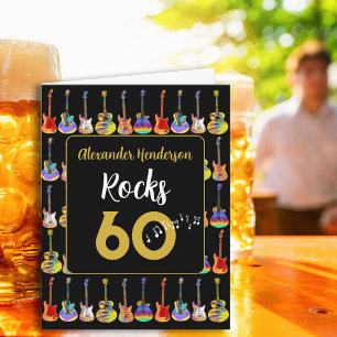Carte 60e anniversaire Guitare Rock and Roll ajoutez Nom