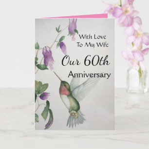 Carte 60e anniversaire Ma femme Joli colibri