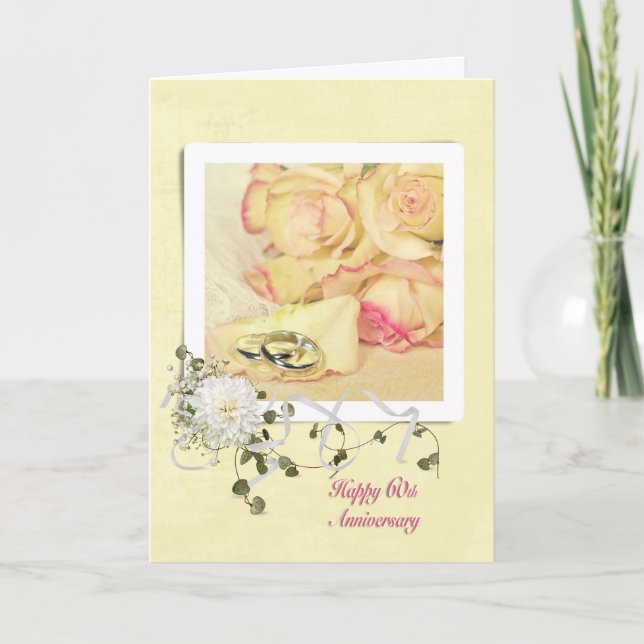 Carte 60e anniversaire Mariage Roses (Devant)
