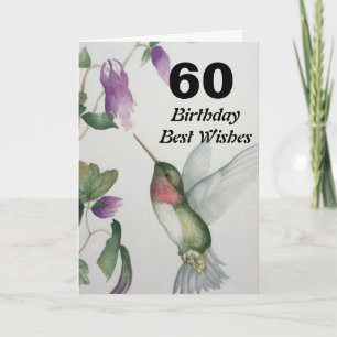 Carte 60e anniversaire Meilleurs voeux 60 Joli colibri