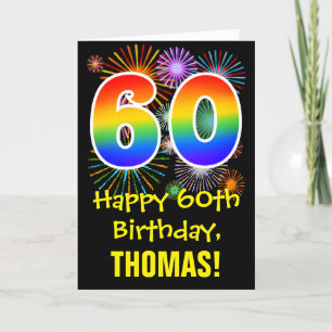 Carte 60e anniversaire : motif de feux d'artifice amusan