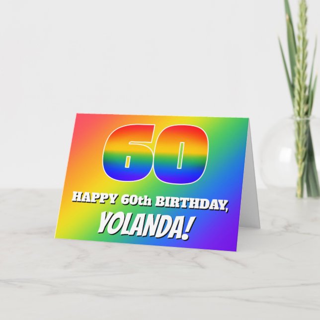 Carte 60e anniversaire : Motif Rainbow multicolore # 60 (Devant)