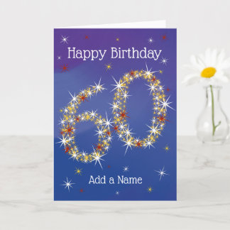 Carte 60e anniversaire - Nombre d'étoiles - Bleu - 60 an