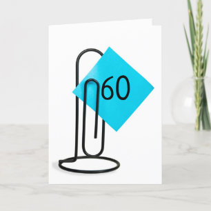 Carte 60e Anniversaire Note sur un clip papier