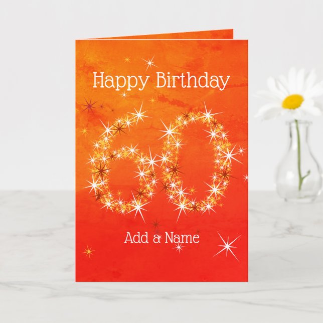 Carte 60e anniversaire - Numéro d'étoile Red Orange Glow (Petite plante)
