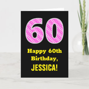 Carte 60e anniversaire : Pink Stripes and Hearts "60" +